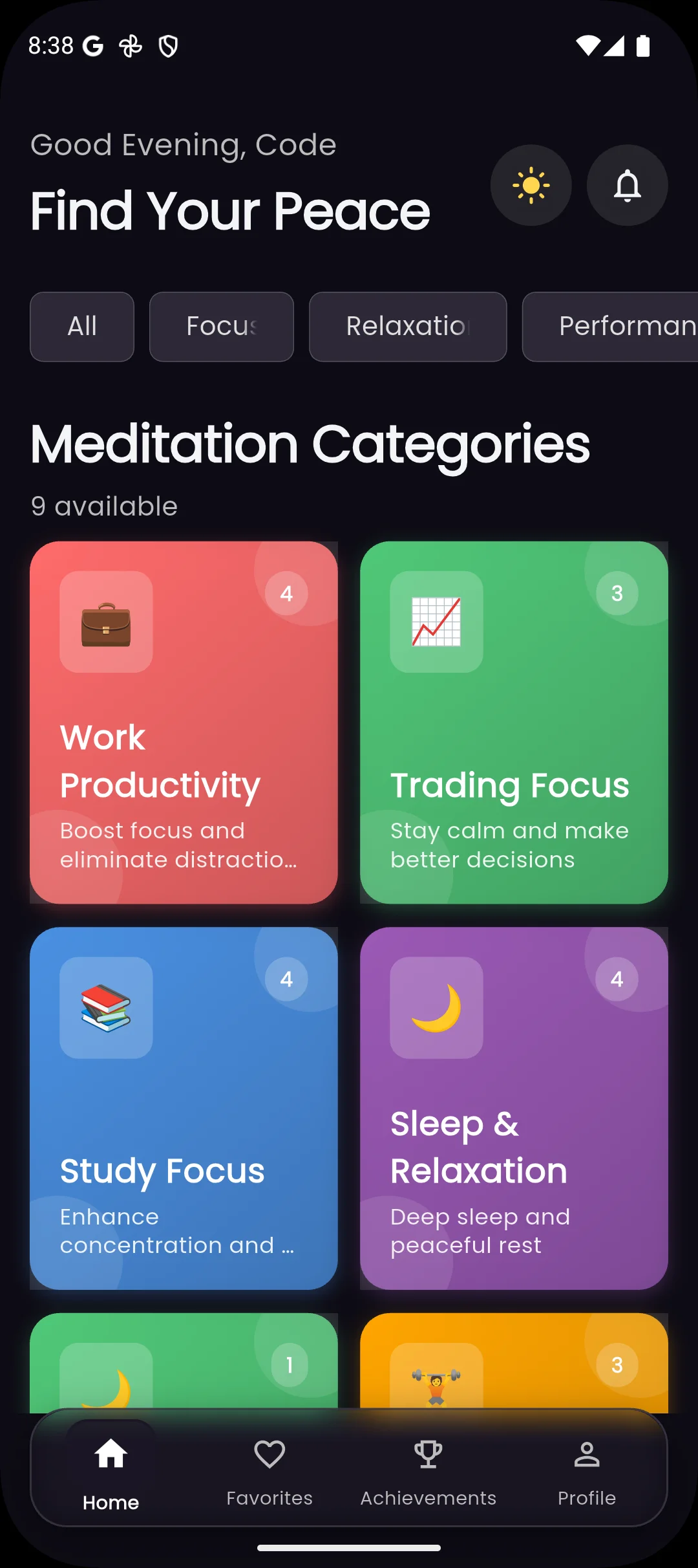 Mind Rewire meditation categories